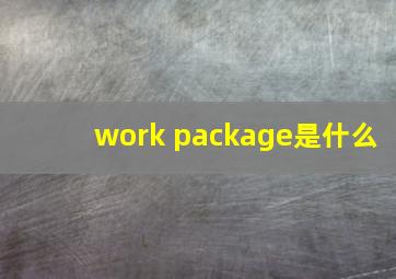 work package是什么